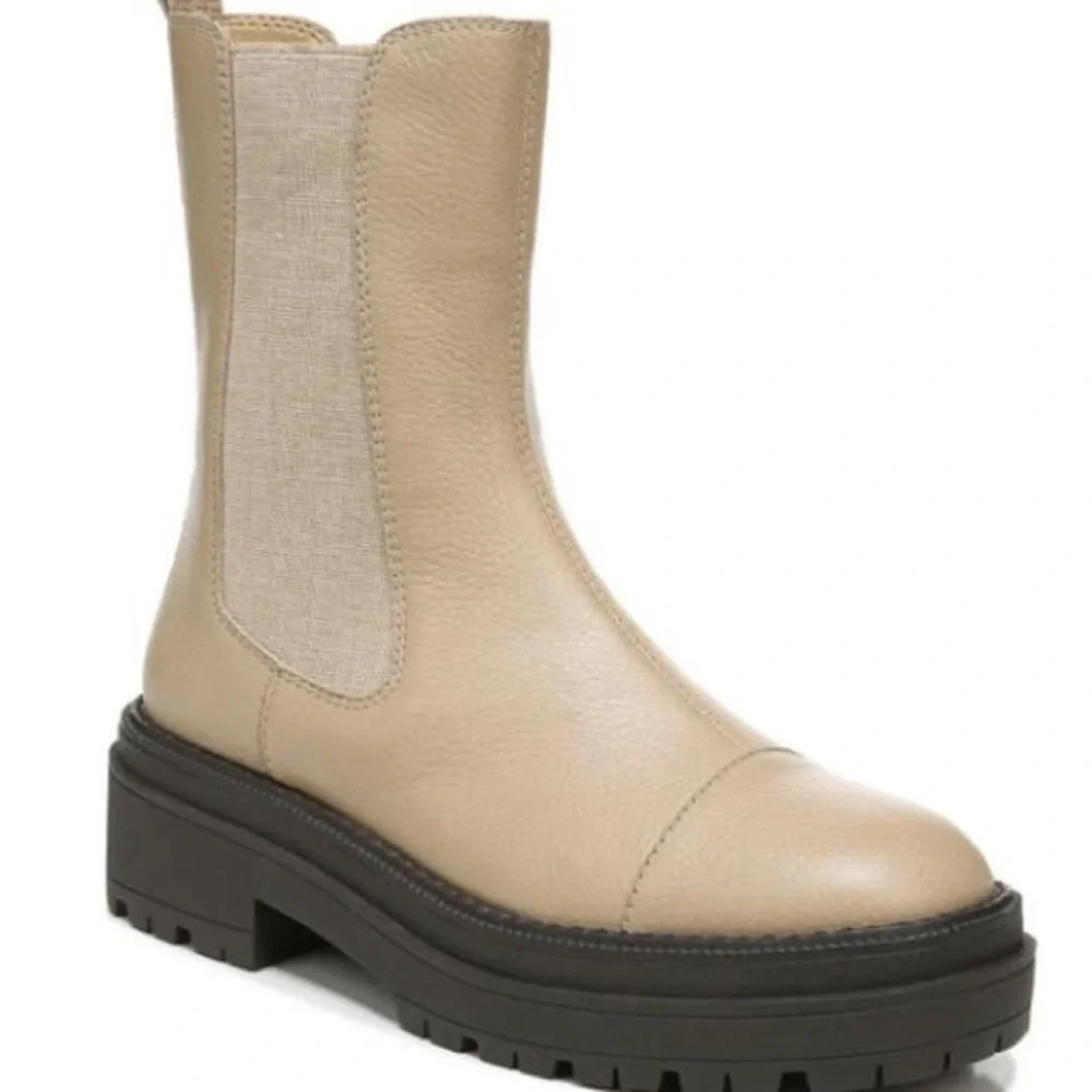 Beige Wellington Cap Toe Chelsea Boots Sam Edelman - Picture 1 of 2